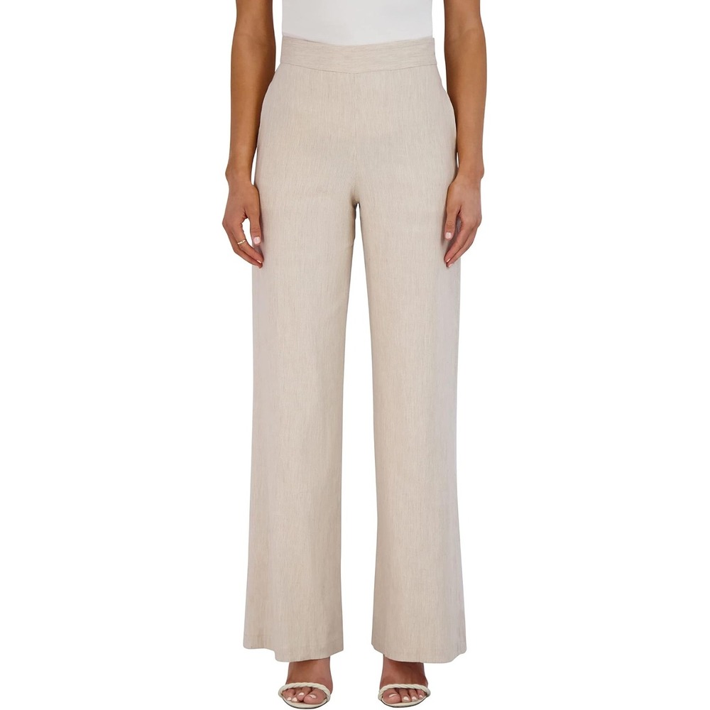 BCBGMAXAZRIA Women's High Waisted Wide Leg Pocket Zipper Back Pant Size M Tan